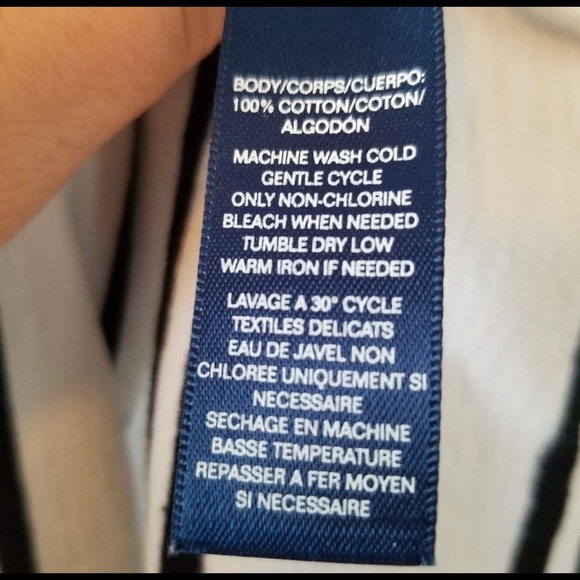 ✨Chaps NWOT Active White & Black Stripe 3/4 Sleeve Cotton Top: Size Large ✨ - Picture 4 of 7